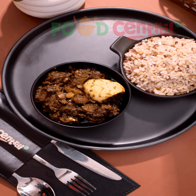 Local Rice with Egg Beef and Stew